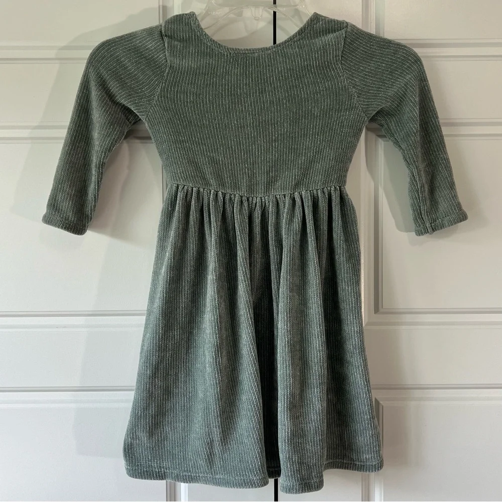 Lilt Girls Dress Size‎ 5T Green Corduroy Rainbow Sequin Long Sleeve Casual